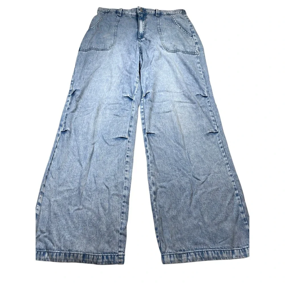 Sincerely Jules Jeans Womens 9 x 29 Blue Denim Lyocell Pockets Mid-Rise Wide Leg